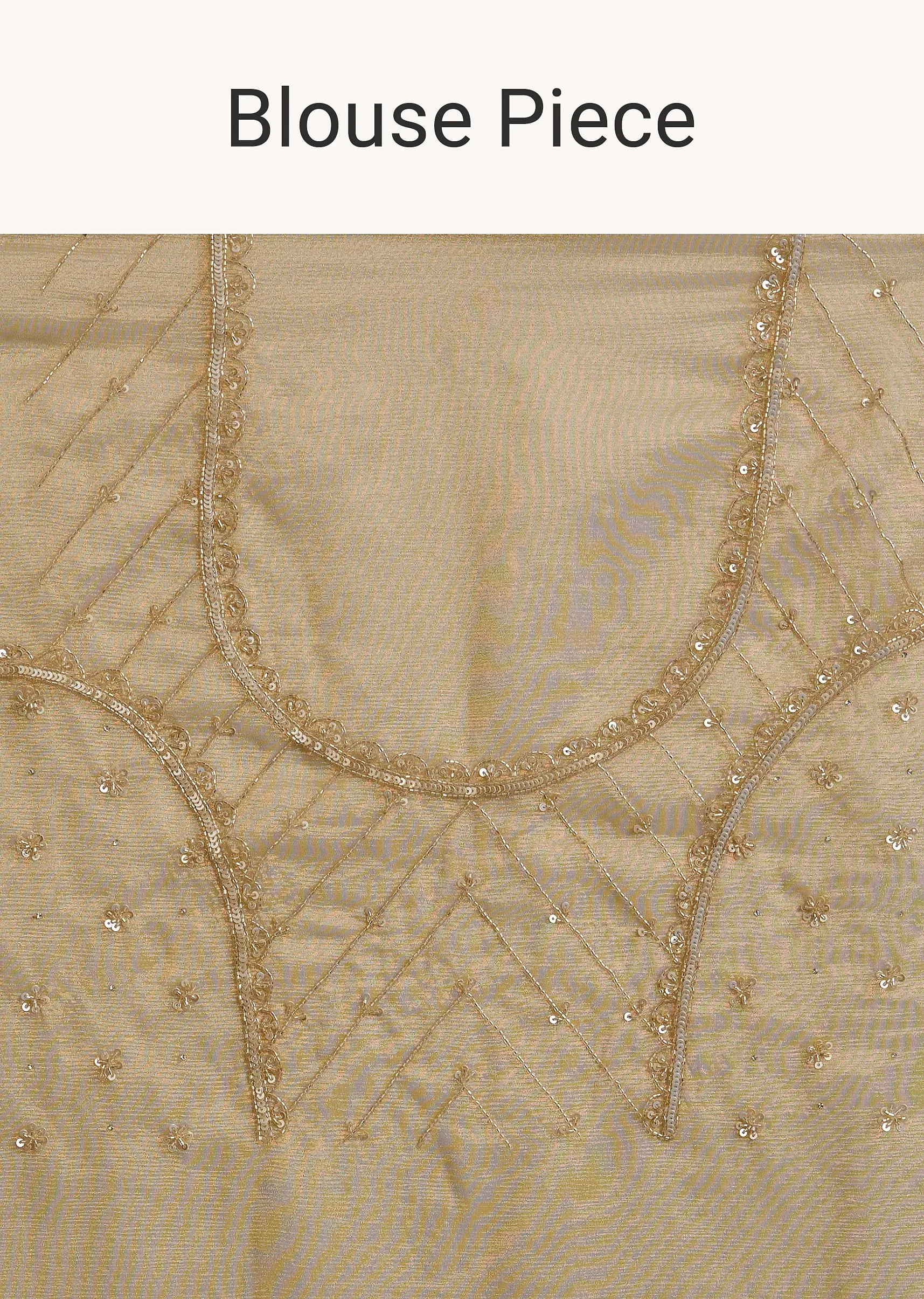 Gold Tissue Saree With Cutdana Sequins And Beads Embroidery