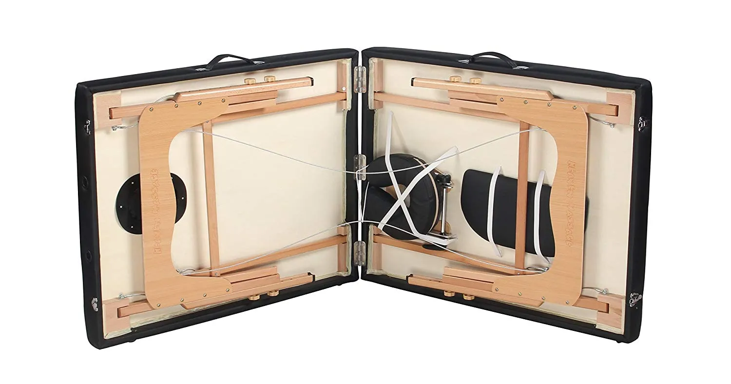 Heaven Massage Extra Wide 3" Portable Folding Massage Table Comfort Series w/Carry Case & Strap – CREAM