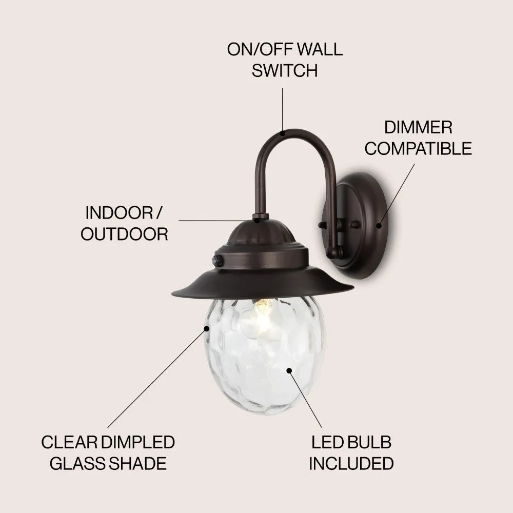 Hurricane 8.25" Farmhouse Industrial Iron/Glass Outdoor LED Sconce