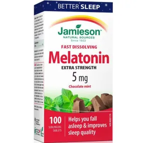 Jamieson Melatonin 5mg, Fast Dissolving Chocolate Mint, 100 Sublingual Tablets