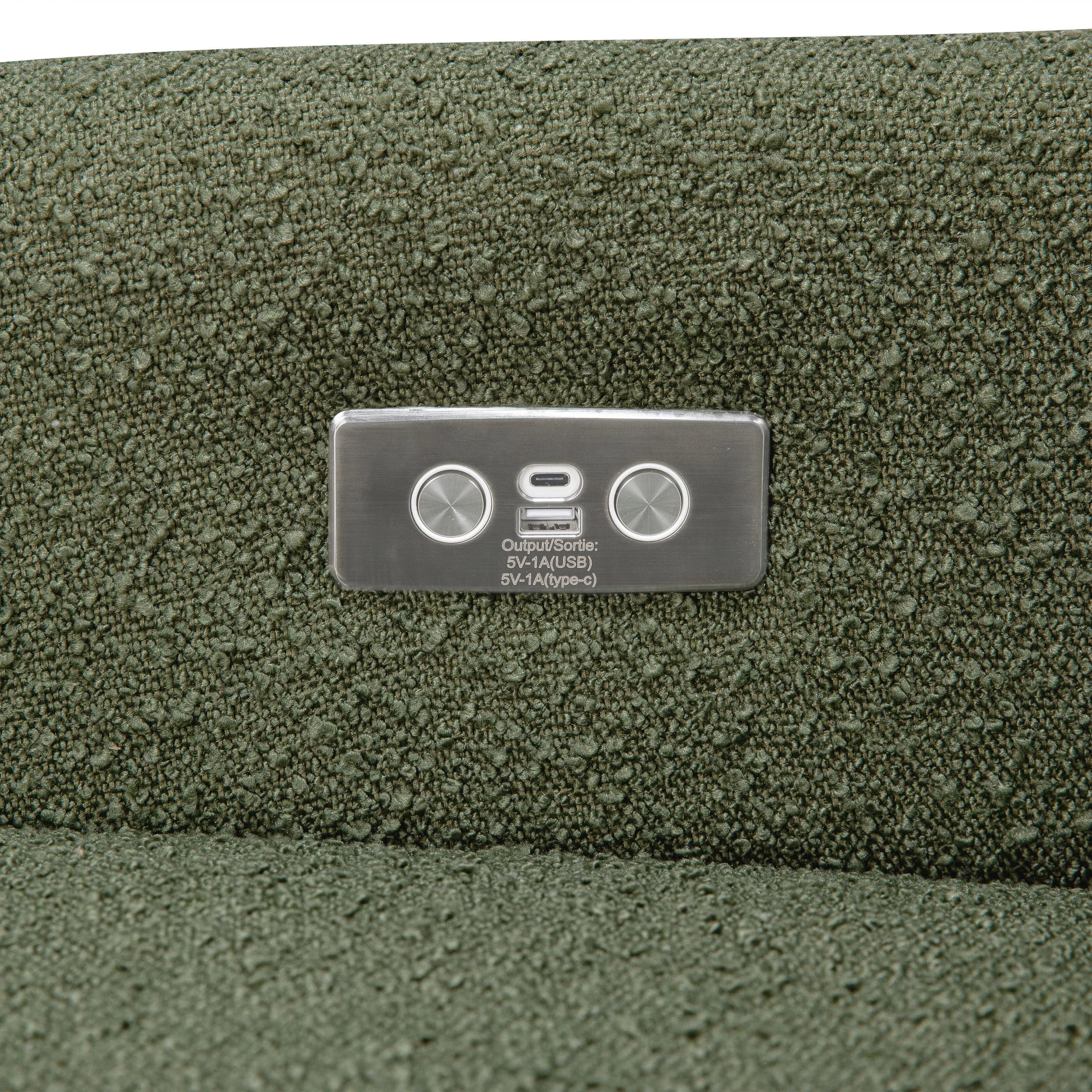 Kiwi Electronic Recliner and Swivel Glider | Boucle with USB Port