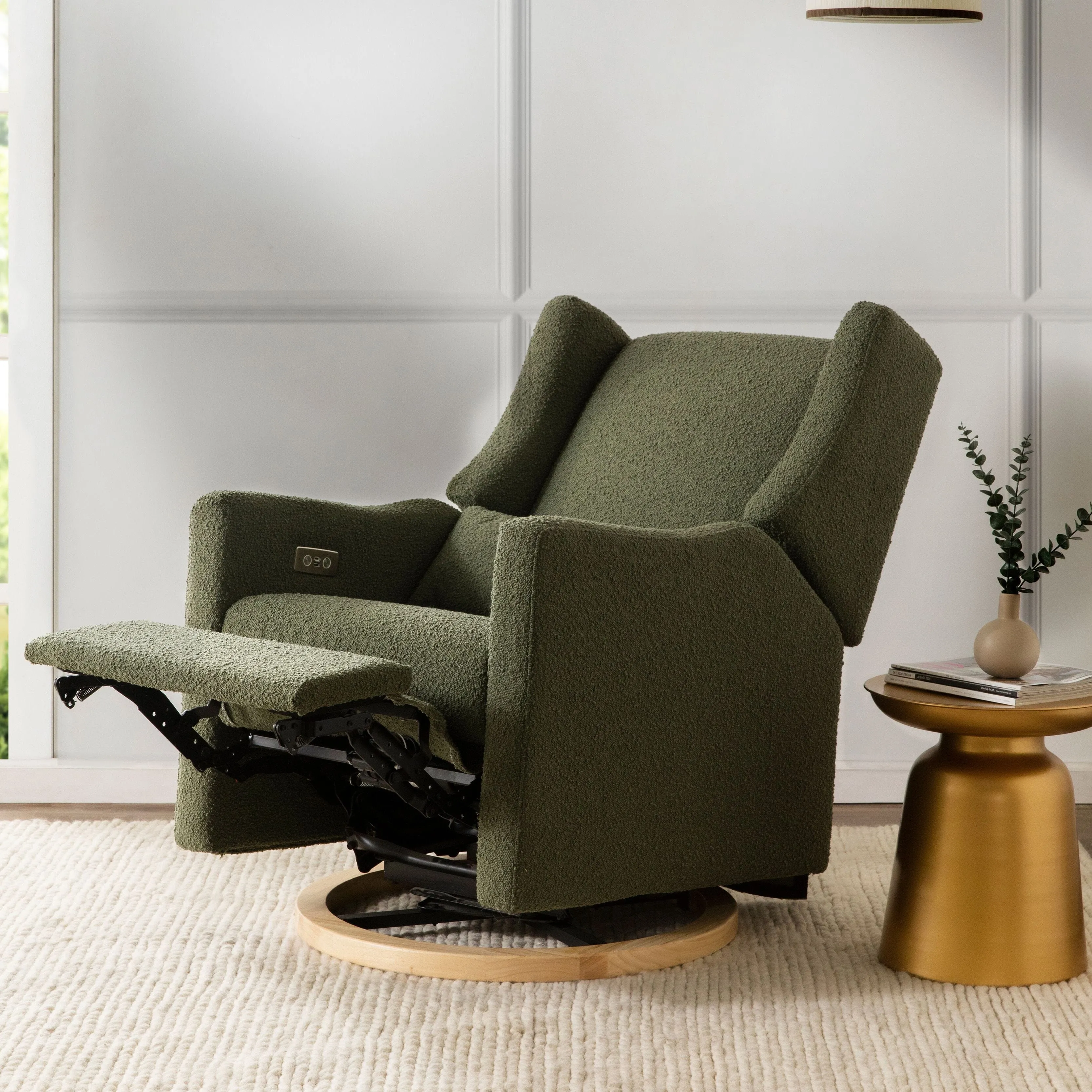 Kiwi Electronic Recliner and Swivel Glider | Boucle with USB Port