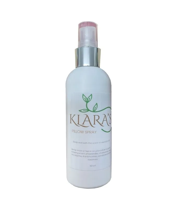 Klara's Sleep Well Pillow Spray 60ml - Relax Ease Breathing with Chamomile and Rosemary Essential oils Dive Into a Deep Sleep Pillow Spray Mist