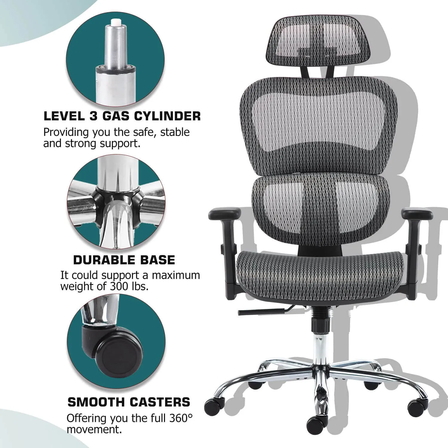 Large High Back Computer Chair with Dynamic Lumbar Support, Tilt and Lock Office Chair, 3D Adjustable Headrest and Armrests