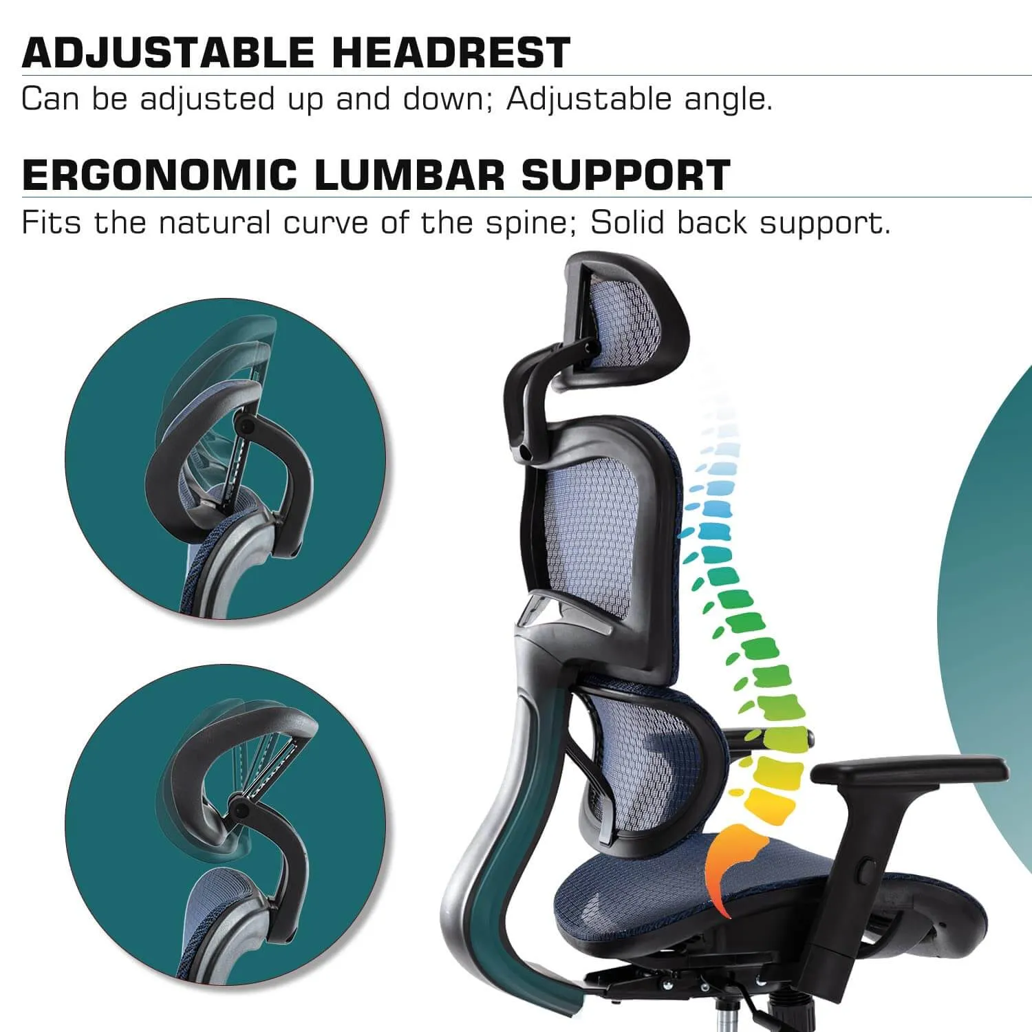 Large High Back Computer Chair with Dynamic Lumbar Support, Tilt and Lock Office Chair, 3D Adjustable Headrest and Armrests