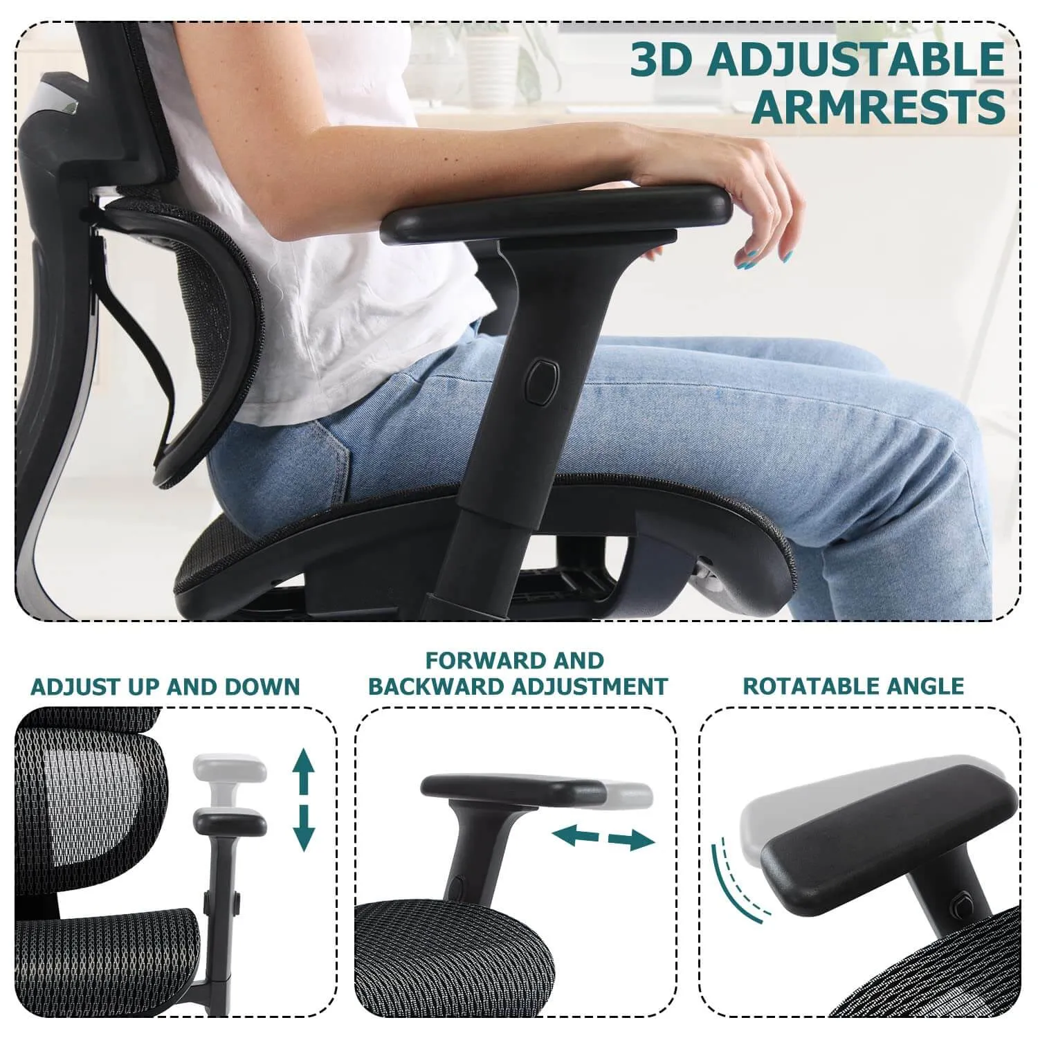 Large High Back Computer Chair with Dynamic Lumbar Support, Tilt and Lock Office Chair, 3D Adjustable Headrest and Armrests