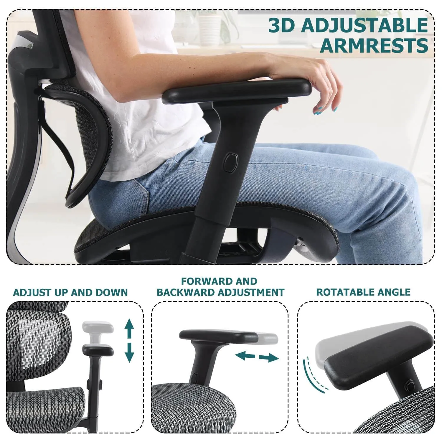 Large High Back Computer Chair with Dynamic Lumbar Support, Tilt and Lock Office Chair, 3D Adjustable Headrest and Armrests