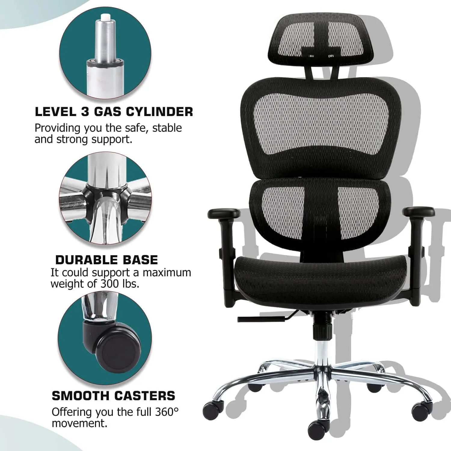 Large High Back Computer Chair with Dynamic Lumbar Support, Tilt and Lock Office Chair, 3D Adjustable Headrest and Armrests
