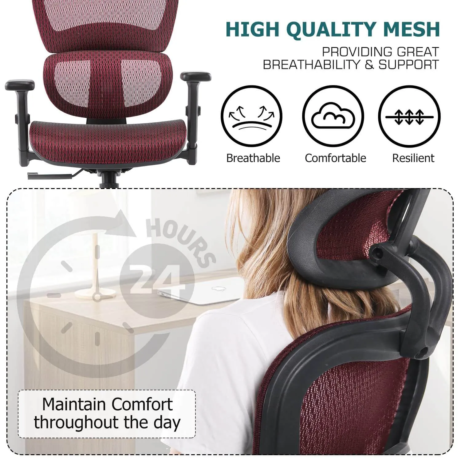 Large High Back Computer Chair with Dynamic Lumbar Support, Tilt and Lock Office Chair, 3D Adjustable Headrest and Armrests