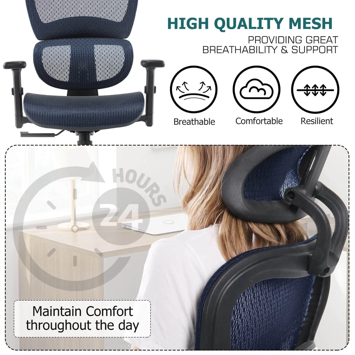 Large High Back Computer Chair with Dynamic Lumbar Support, Tilt and Lock Office Chair, 3D Adjustable Headrest and Armrests