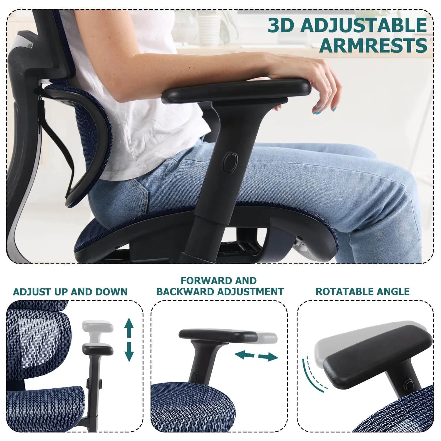 Large High Back Computer Chair with Dynamic Lumbar Support, Tilt and Lock Office Chair, 3D Adjustable Headrest and Armrests