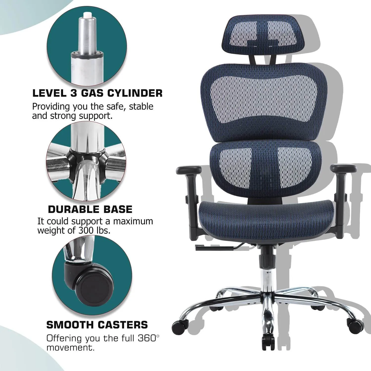 Large High Back Computer Chair with Dynamic Lumbar Support, Tilt and Lock Office Chair, 3D Adjustable Headrest and Armrests