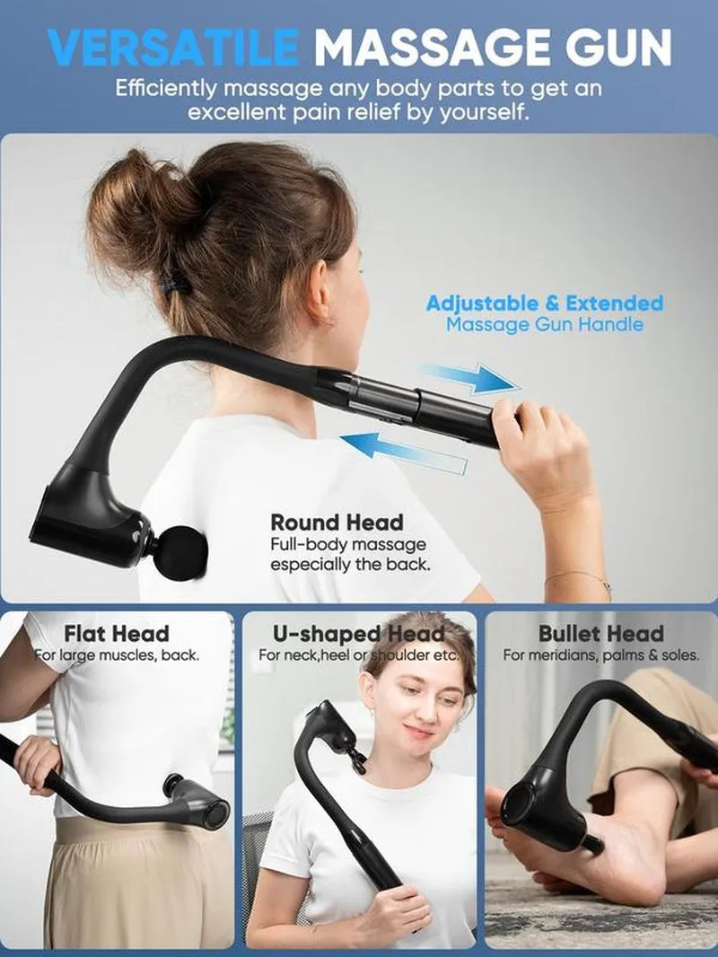 Length Adjustable Massage Hammer, Ergonomic Massage Gun & Back Massager, Neck/Shoulder/Waist Massage for Pain Relief, Stepless Speeds, Ideal Christmas Gift for Friends & Families