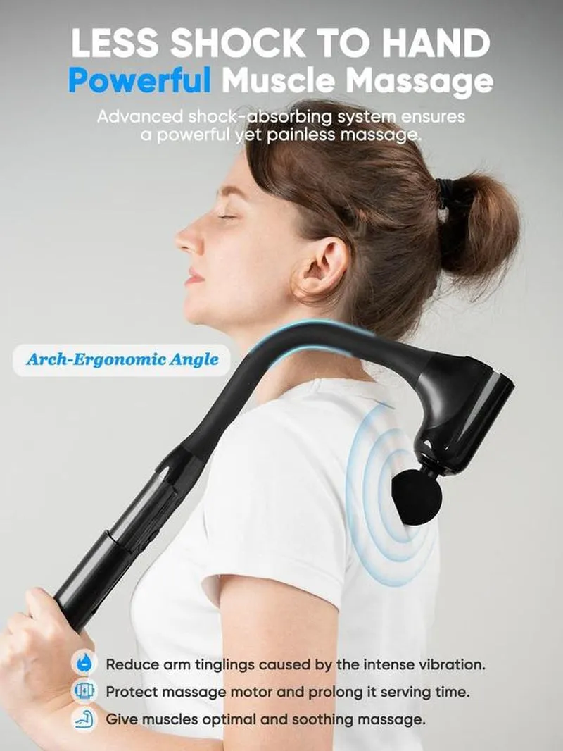 Length Adjustable Massage Hammer, Ergonomic Massage Gun & Back Massager, Neck/Shoulder/Waist Massage for Pain Relief, Stepless Speeds, Ideal Christmas Gift for Friends & Families