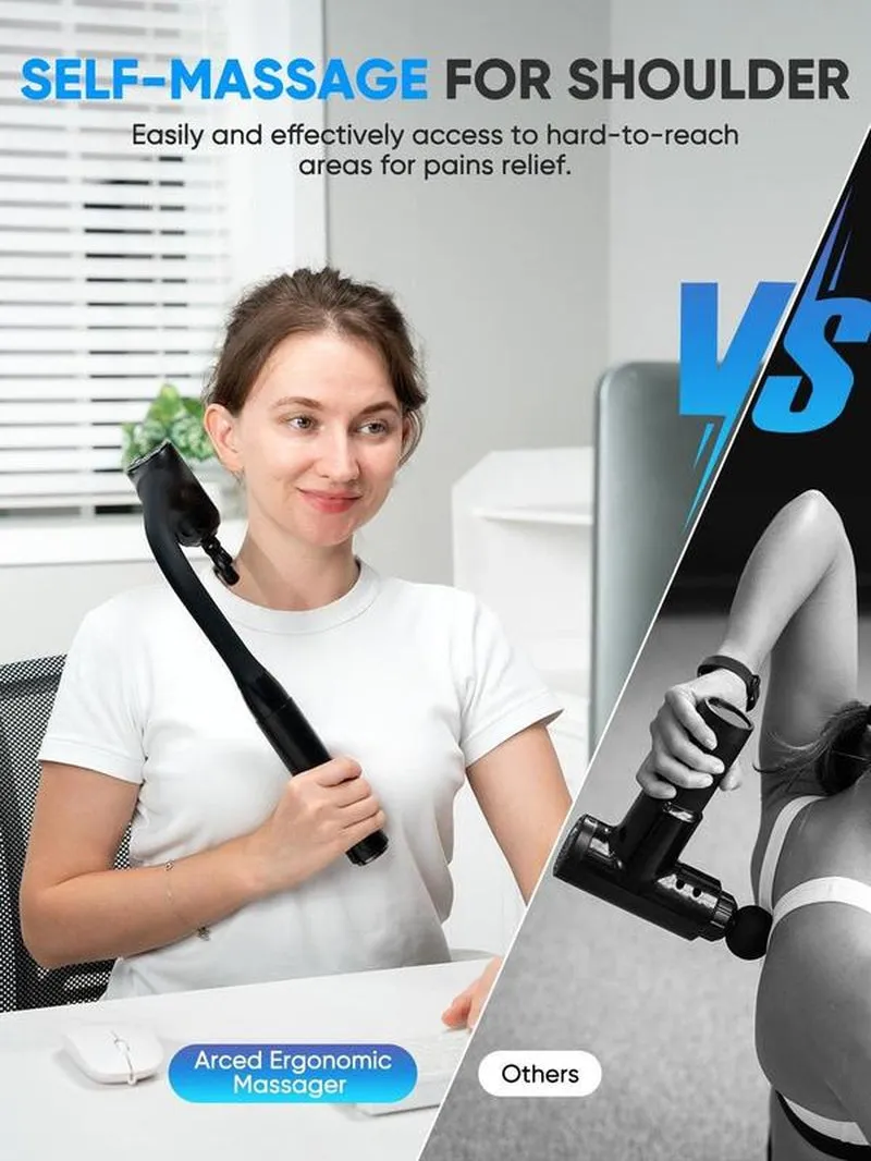 Length Adjustable Massage Hammer, Ergonomic Massage Gun & Back Massager, Neck/Shoulder/Waist Massage for Pain Relief, Stepless Speeds, Ideal Christmas Gift for Friends & Families