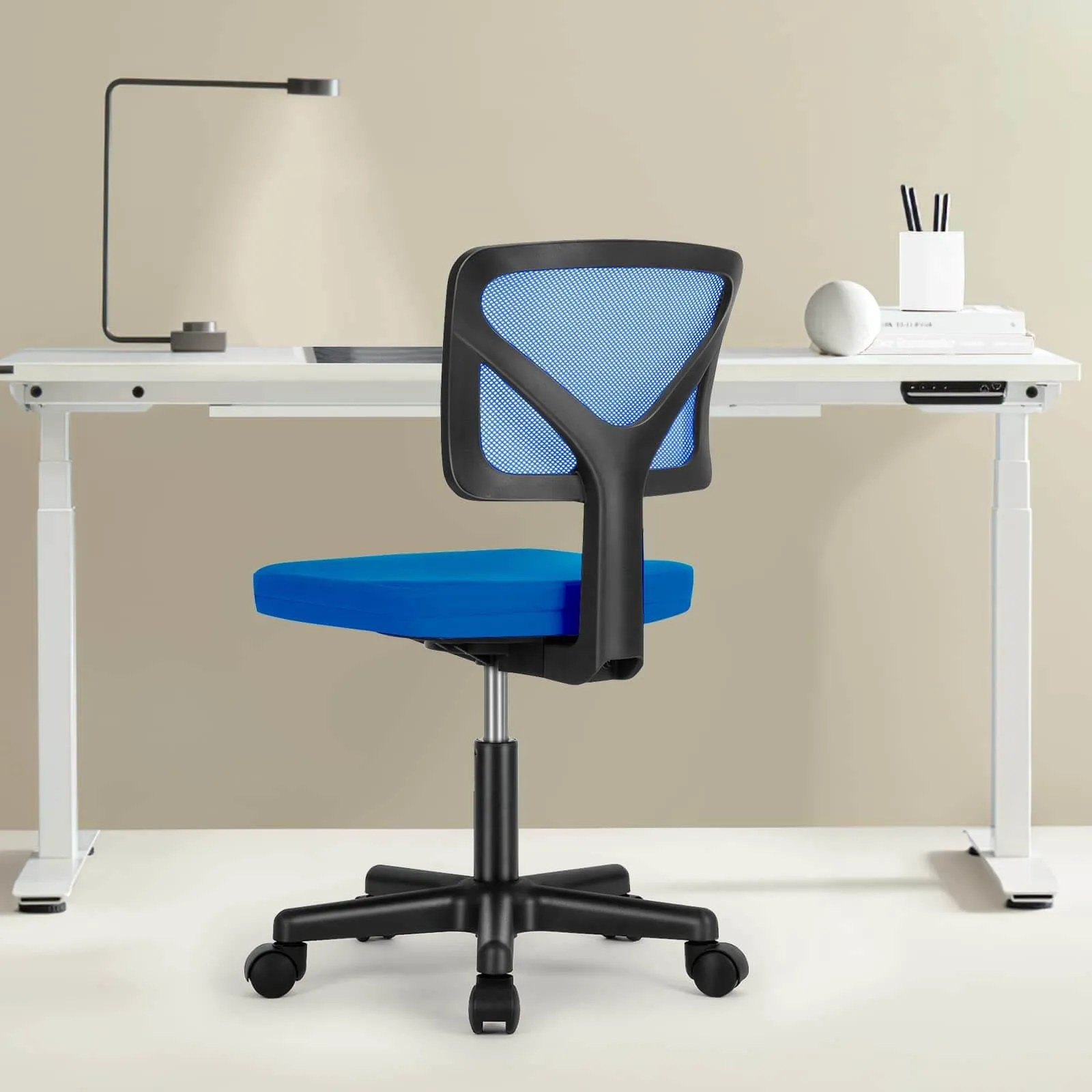 Low-Back Mesh Armless Office Chair,Swivel Rolling Computer Chair No Arms with Lumbar Support