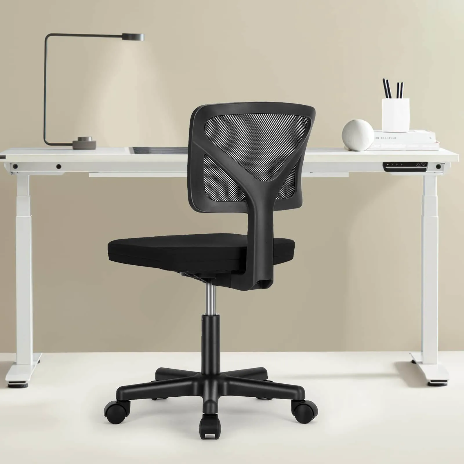 Low-Back Mesh Armless Office Chair,Swivel Rolling Computer Chair No Arms with Lumbar Support