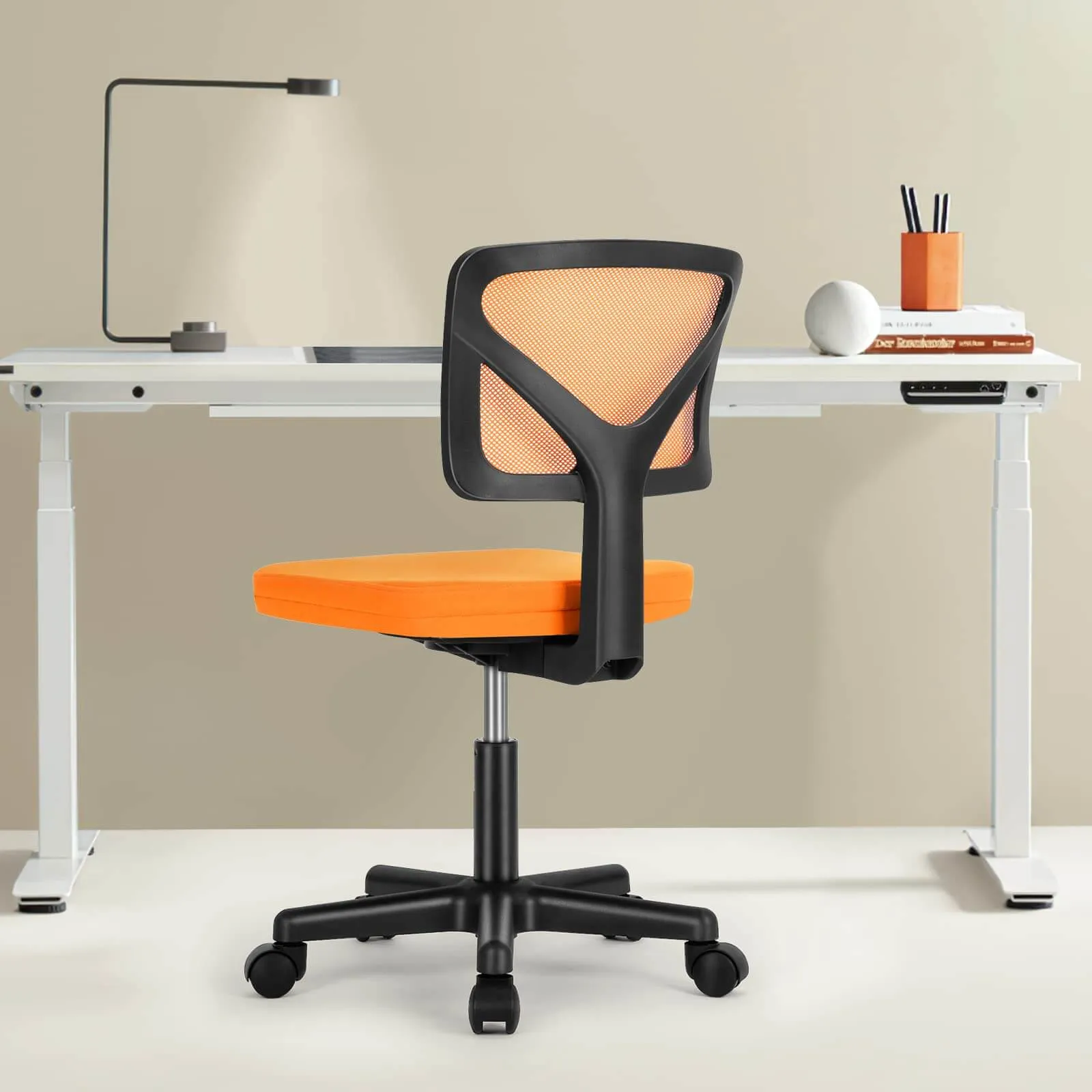 Low-Back Mesh Armless Office Chair,Swivel Rolling Computer Chair No Arms with Lumbar Support