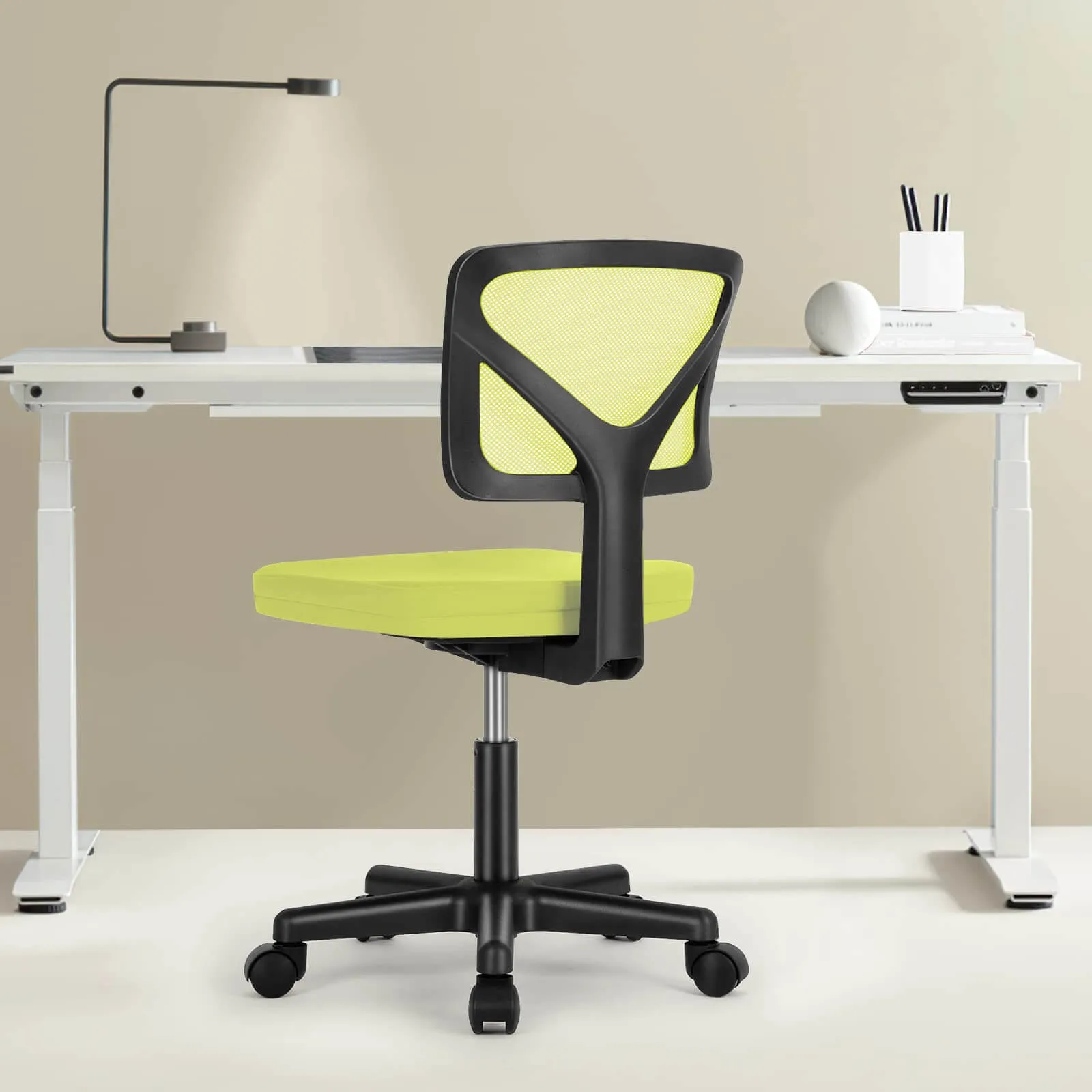 Low-Back Mesh Armless Office Chair,Swivel Rolling Computer Chair No Arms with Lumbar Support