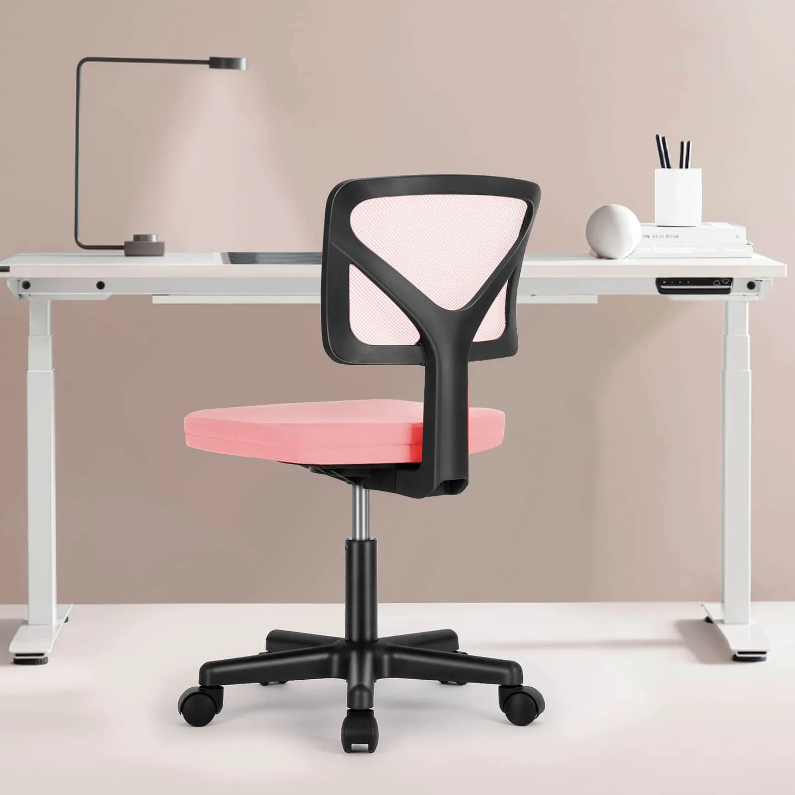 Low-Back Mesh Armless Office Chair,Swivel Rolling Computer Chair No Arms with Lumbar Support