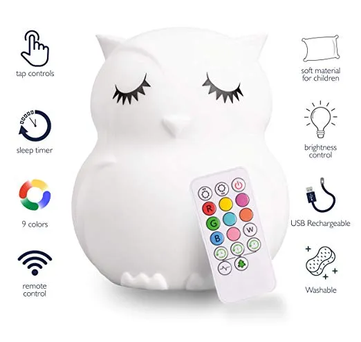 LumiPets® Owl - Children's Nursery Touch Night Light