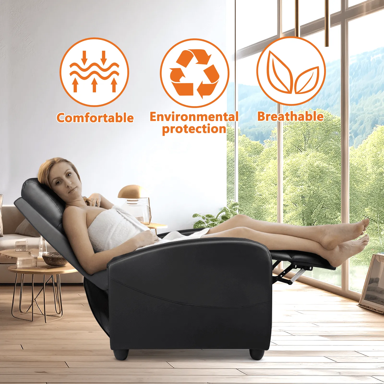 Manual Recliner Chair Winback Single Sofa,Massage and Heating,Casual Chair For Living Room