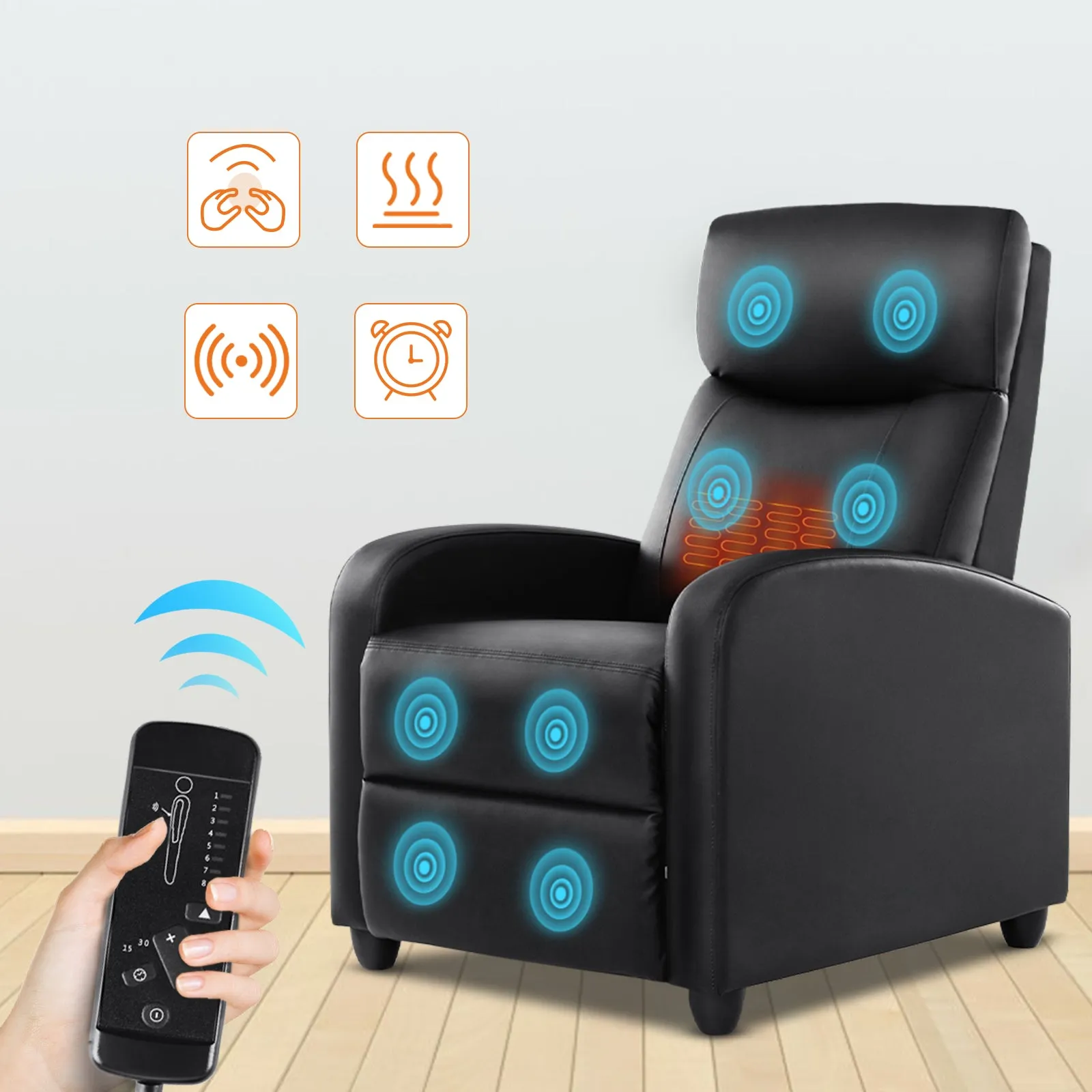 Manual Recliner Chair Winback Single Sofa,Massage and Heating,Casual Chair For Living Room