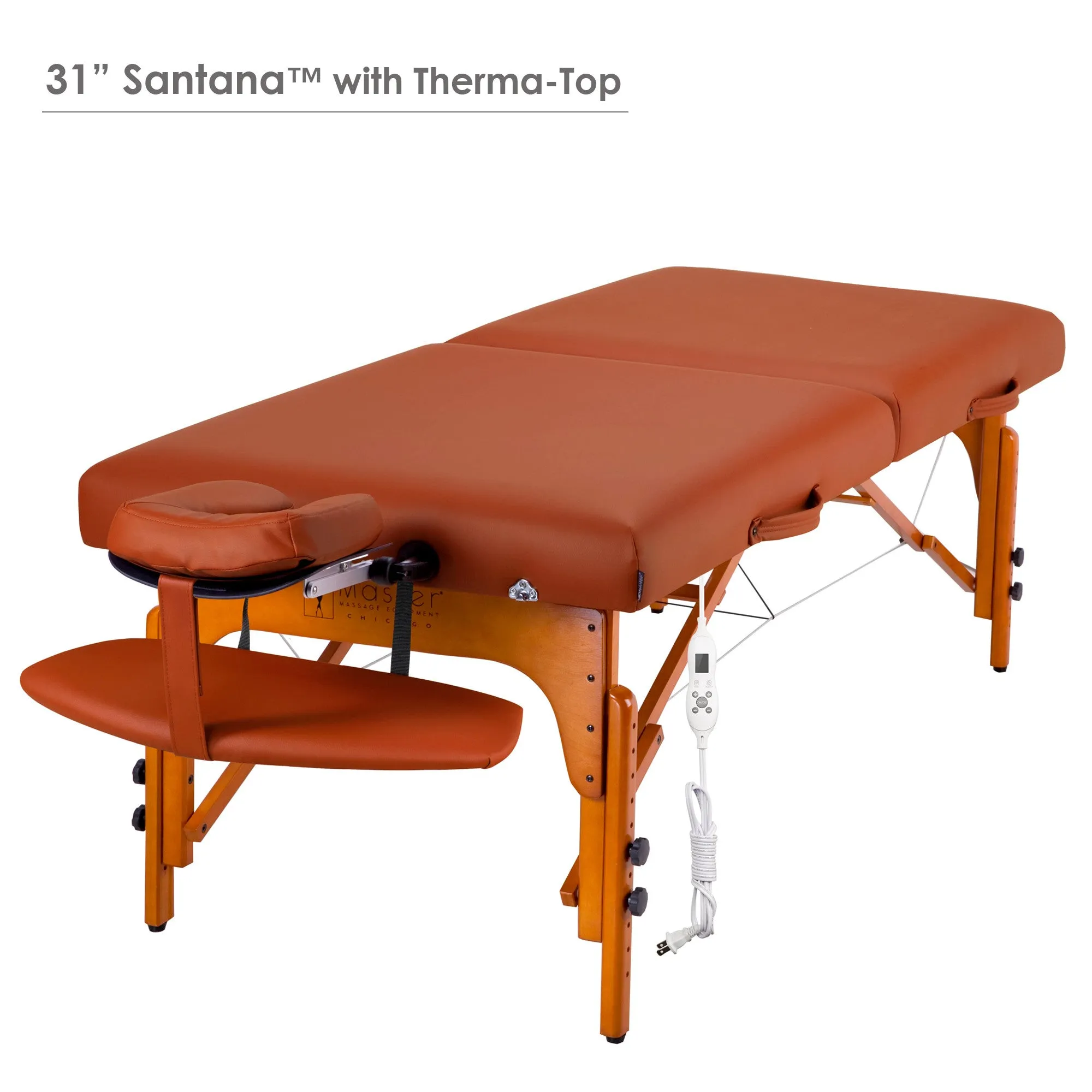Master Massage 31" SANTANA™ Portable Massage Table Package with MEMORY FOAM Layer, Shiatsu Cables, & Reiki Panels! (Mountain Red Color)