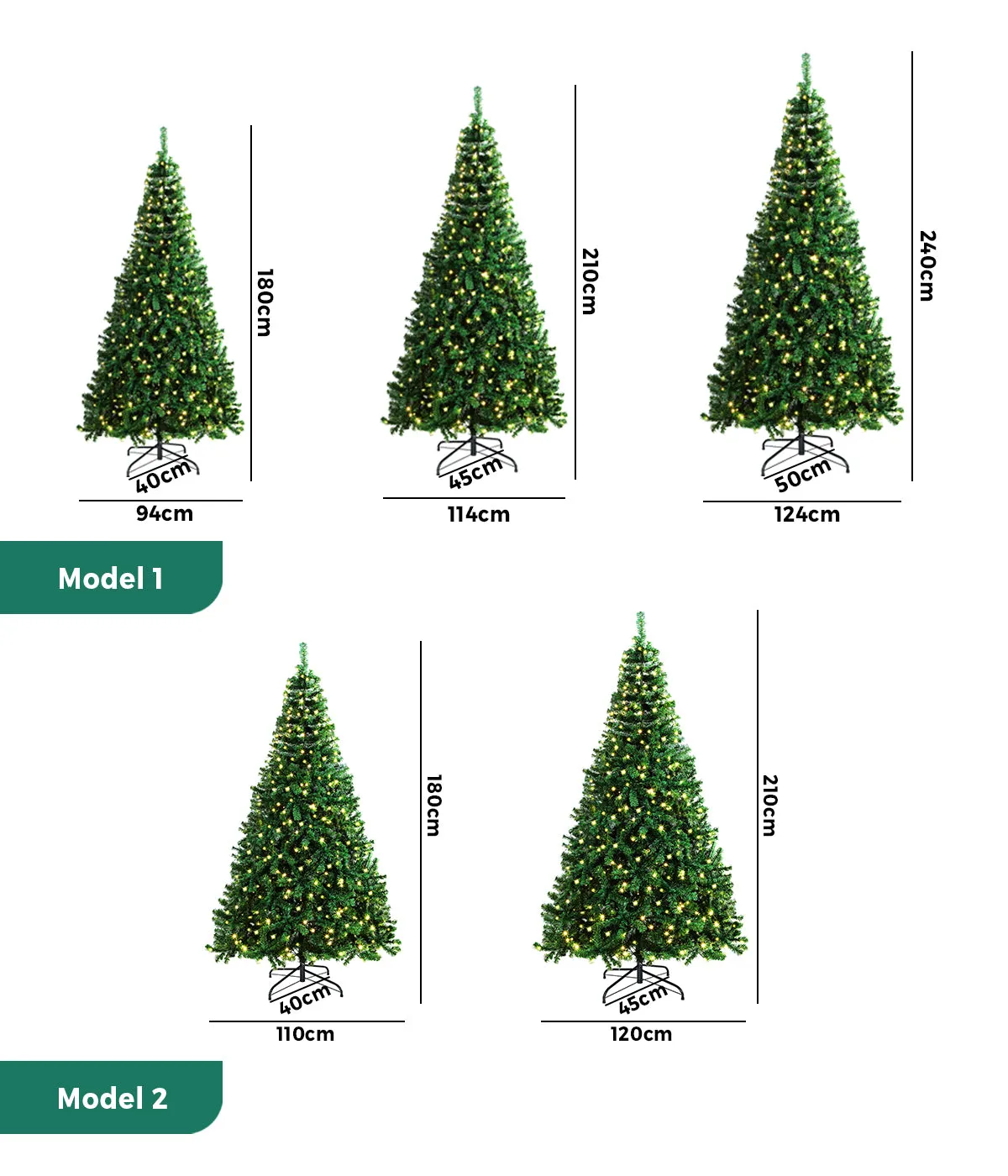 Mazam LED Christmas Tree 1.8M/2.1M/2.4M Xmas Trees Decorations Green Home Decor