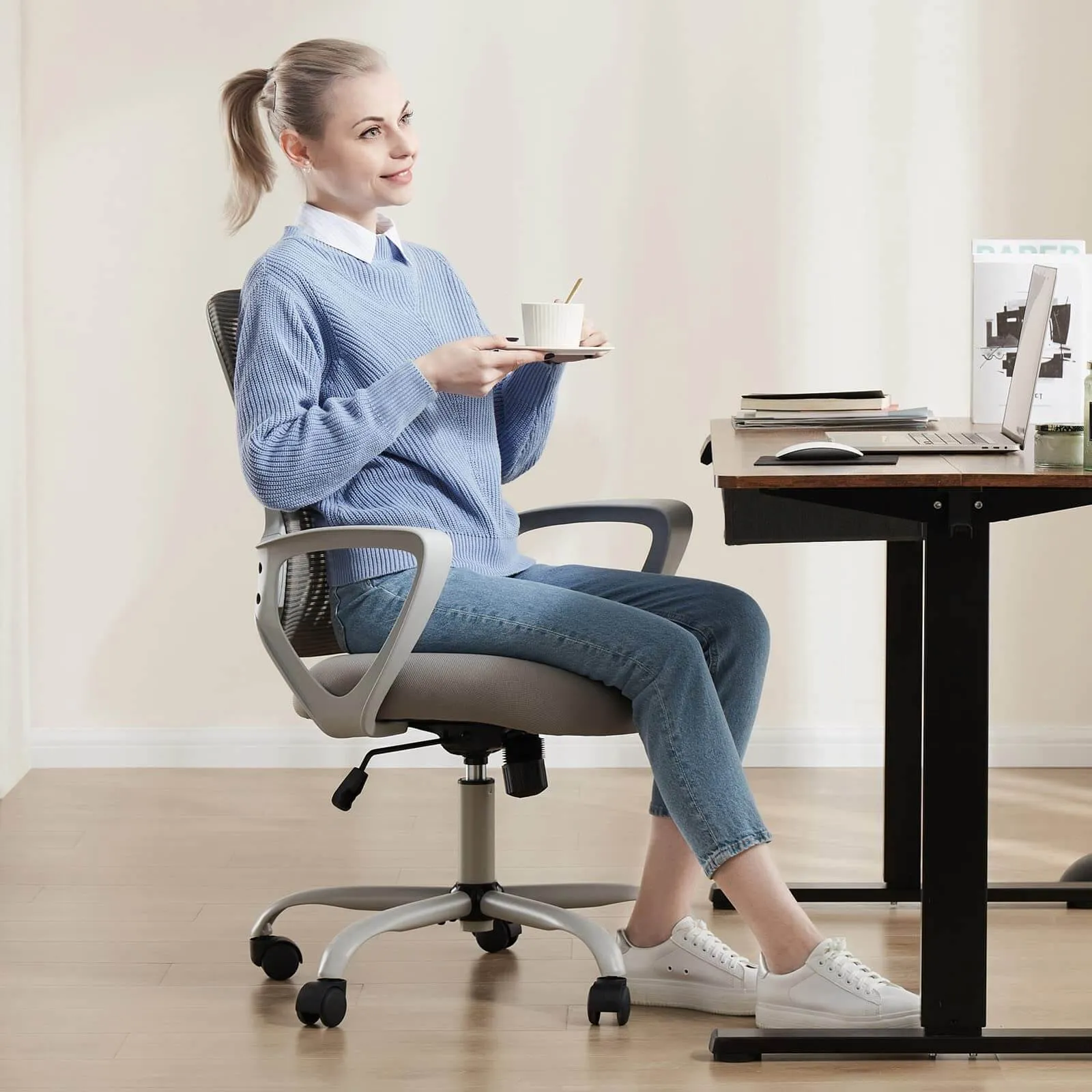 Mid-Back Task Chair with Lumbar Support,Ergonomic Home Office Desk Chairs