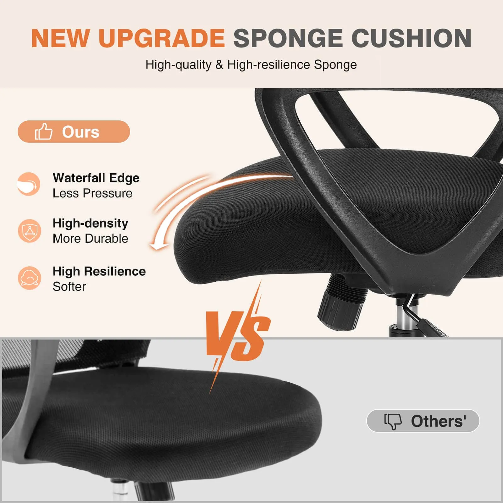 Mid-Back Task Chair with Lumbar Support,Ergonomic Home Office Desk Chairs