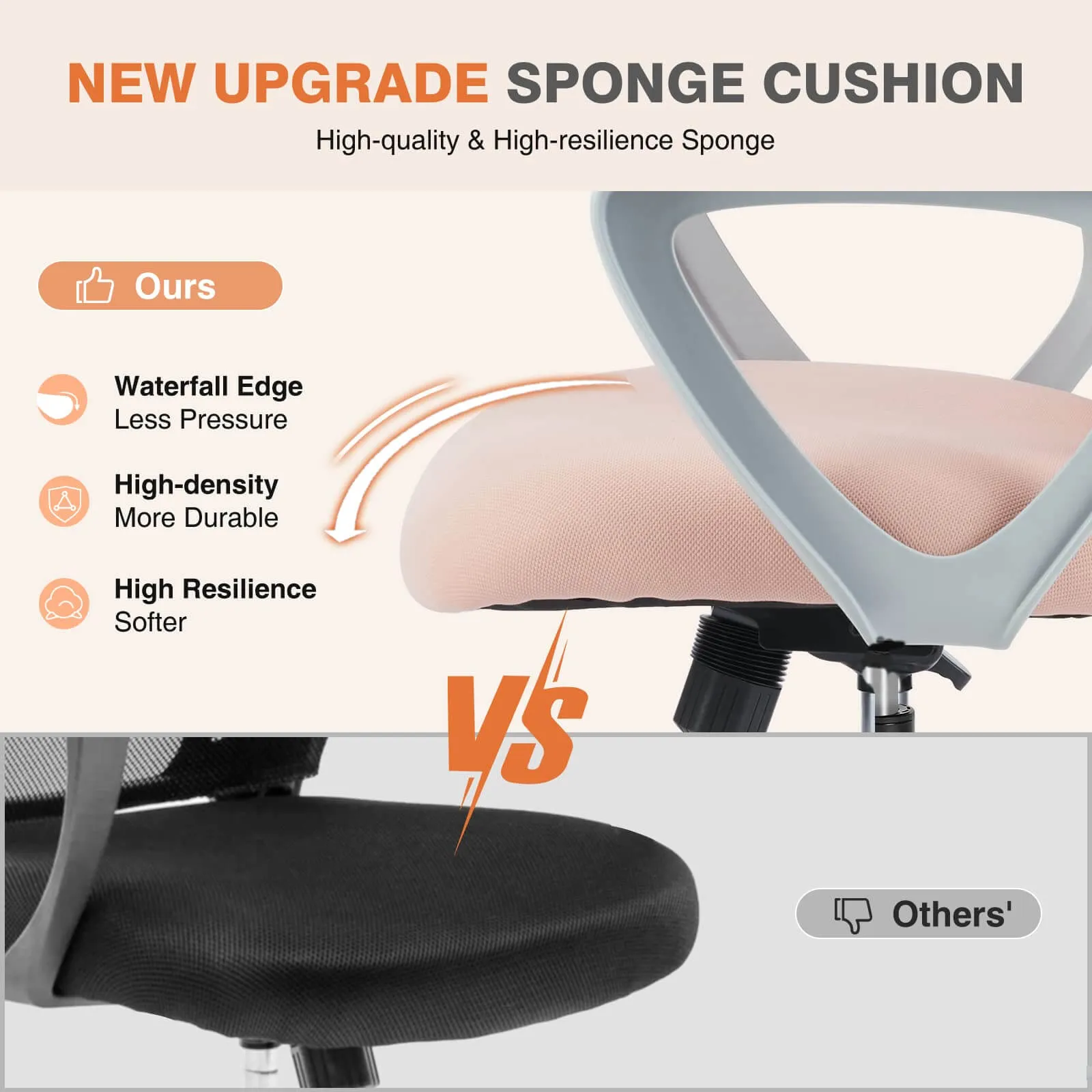 Mid-Back Task Chair with Lumbar Support,Ergonomic Home Office Desk Chairs