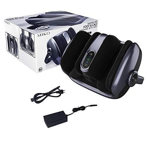Miko Foot Massager Reflexology Machine with Shiatsu Massage Settings, Vibration, Kneading, Heat and Adjustable Bar for Feet, Ankles, Calf, for Plantar Fasciitis, Neuropathy, Tired Muscles