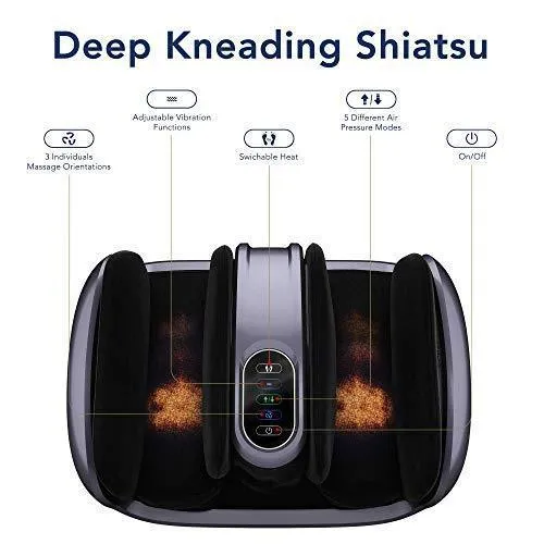 Miko Foot Massager Reflexology Machine with Shiatsu Massage Settings, Vibration, Kneading, Heat and Adjustable Bar for Feet, Ankles, Calf, for Plantar Fasciitis, Neuropathy, Tired Muscles
