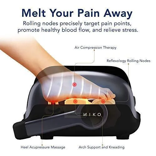 Miko Foot Massager Reflexology Machine with Shiatsu Massage Settings, Vibration, Kneading, Heat and Adjustable Bar for Feet, Ankles, Calf, for Plantar Fasciitis, Neuropathy, Tired Muscles