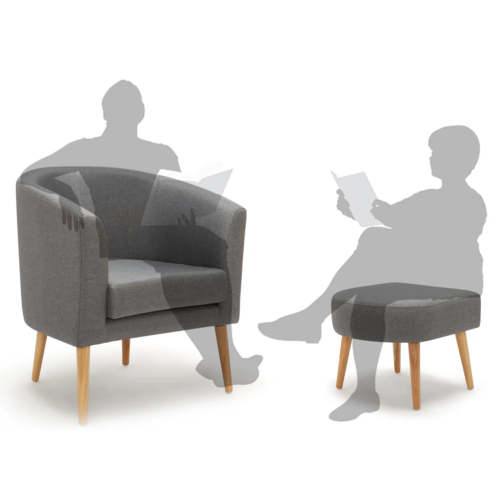 Modern Armchair Set with Dual Purpose, Equipped with Footstool