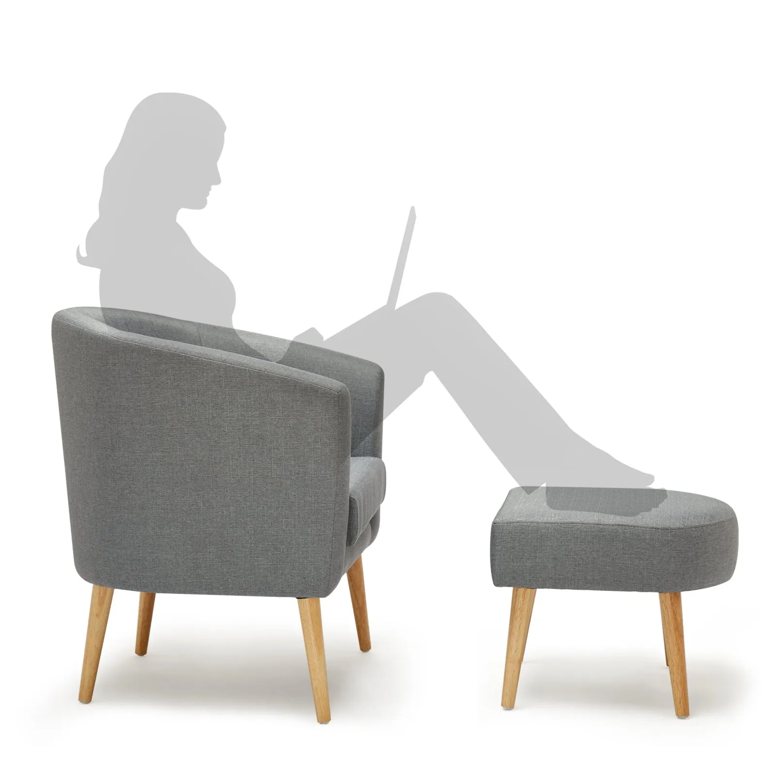 Modern Armchair Set with Dual Purpose, Equipped with Footstool