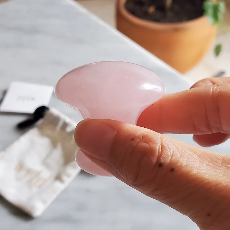 Mushroom Rose Quartz Gua Sha Facial Massage Roller