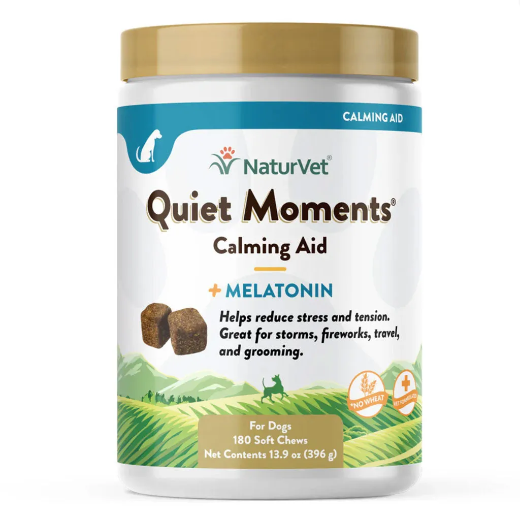 NaturVet Quiet Moments Calming Aid Plus Melatonin Soft Chews for Dogs