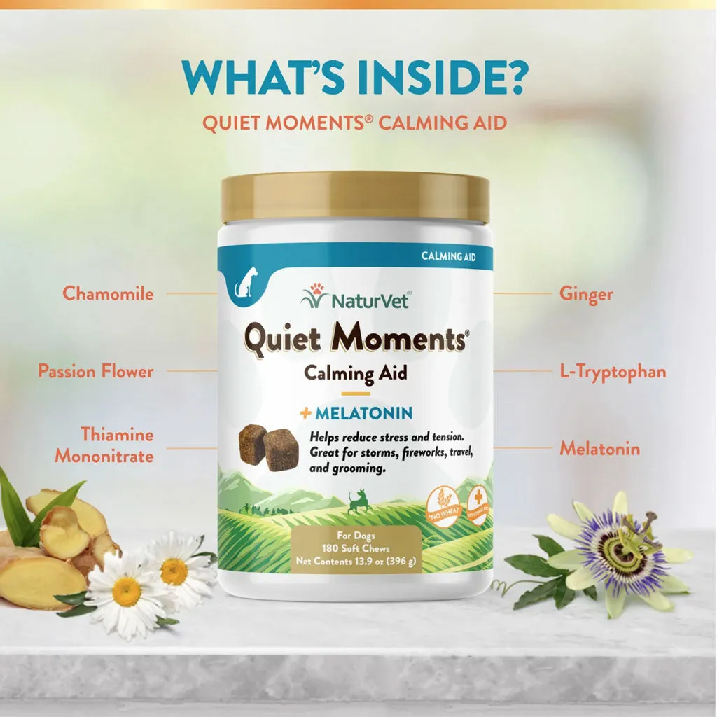 NaturVet Quiet Moments Calming Aid Plus Melatonin Soft Chews for Dogs