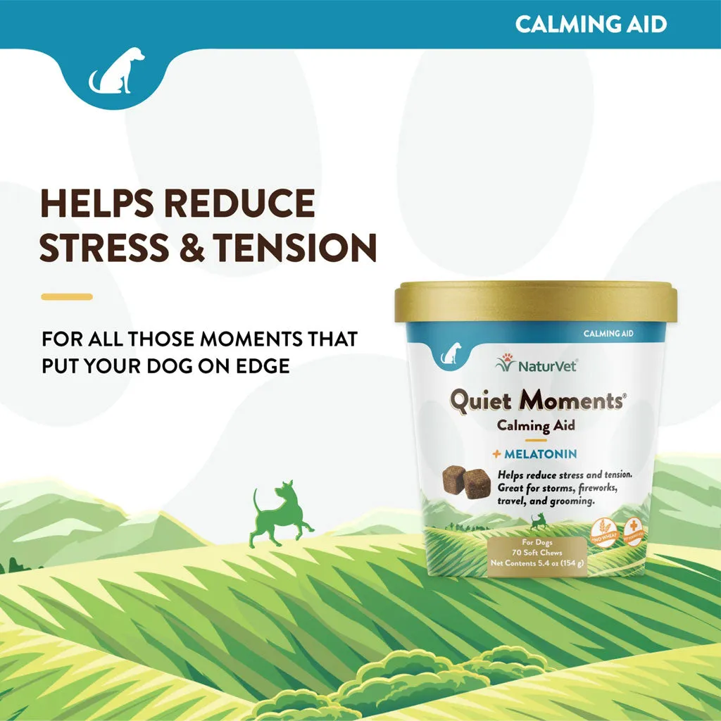 NaturVet Quiet Moments Calming Aid Plus Melatonin Soft Chews for Dogs
