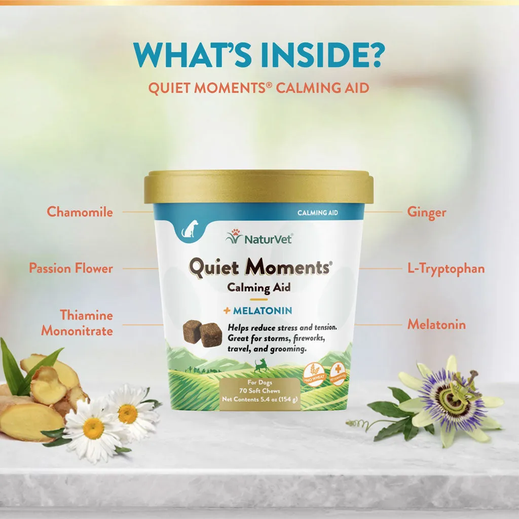 NaturVet Quiet Moments Calming Aid Plus Melatonin Soft Chews for Dogs