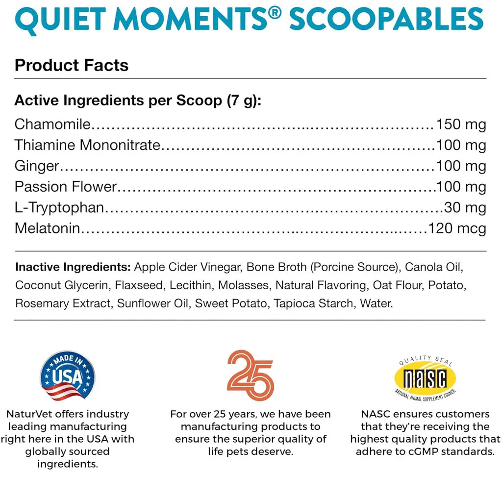 NaturVet Scoopables Quiet Moments Calming Aid Plus Melatonin For Dogs, 11-oz
