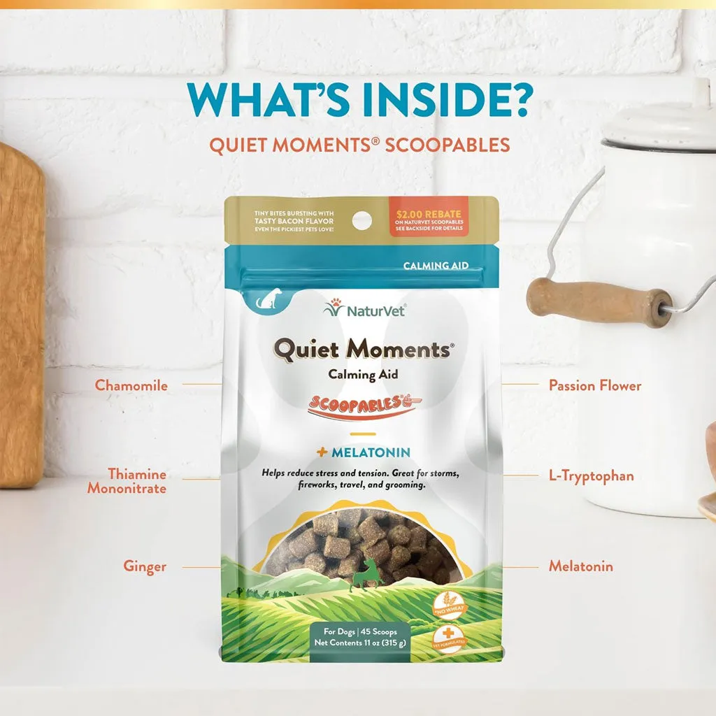 NaturVet Scoopables Quiet Moments Calming Aid Plus Melatonin For Dogs, 11-oz