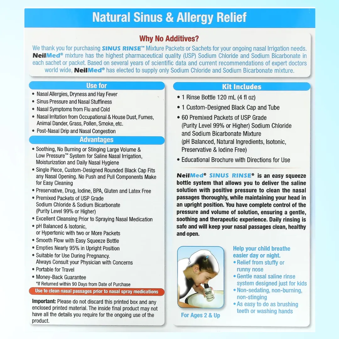 NeilMed, Kids, Sinus Rinse, Ages 2 , 60 Premixed Packets
