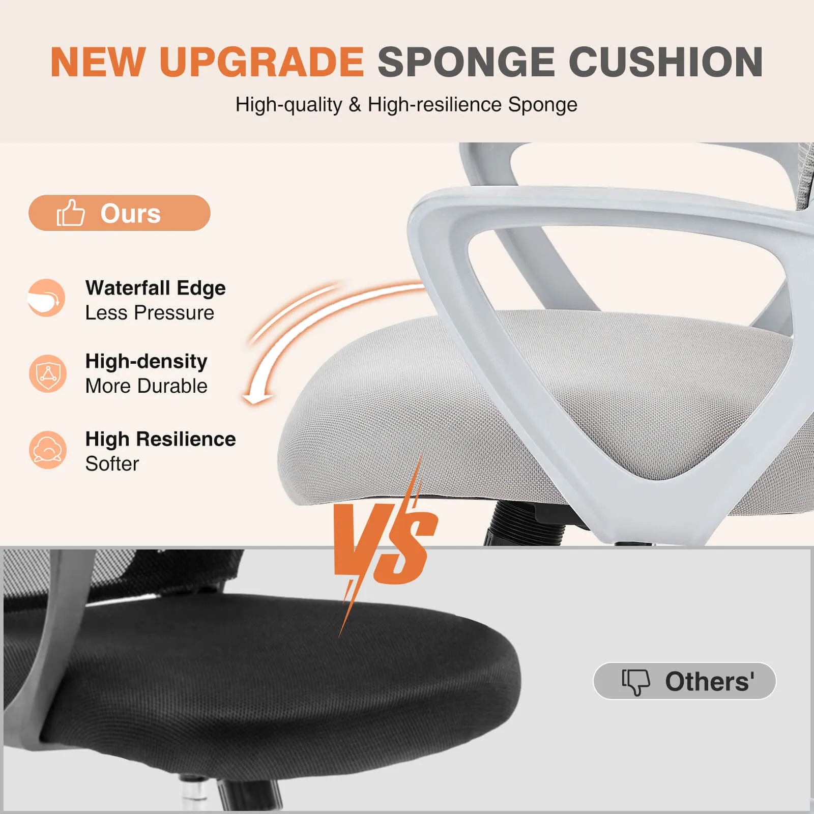 Office chair, ergonomic, adjustable height, with lumbar support and armrests, suitable for home, office.