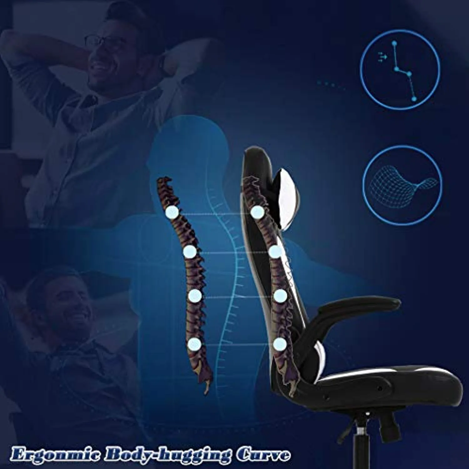 Office Desk Gaming Chair High Back with Lumbar Support Adjust Armrest (Racing Style Chair)