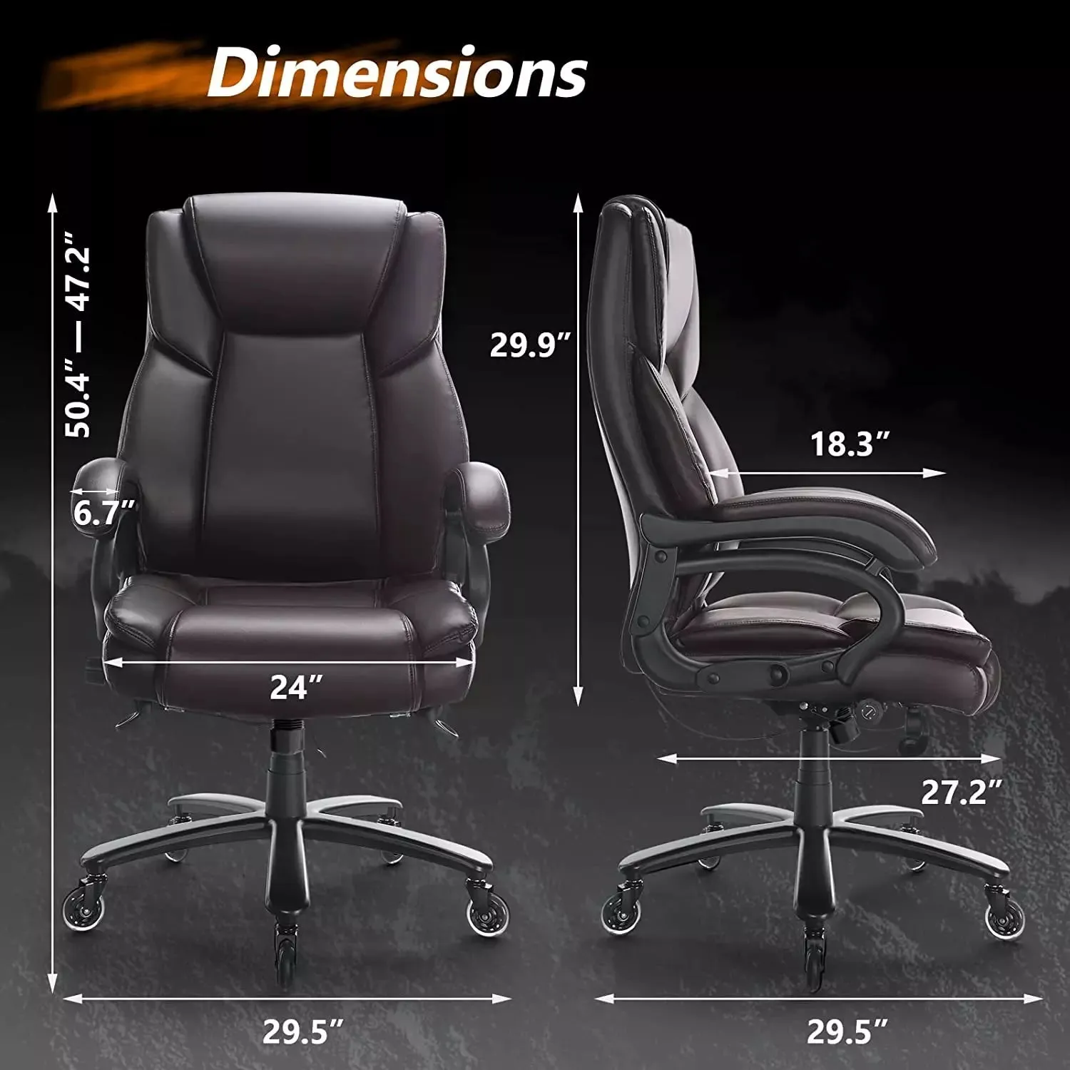 OFIKA Heavy Duty Big and Tall Office Chair, 500LBS High Back PU Leather Executive Chair OFC07