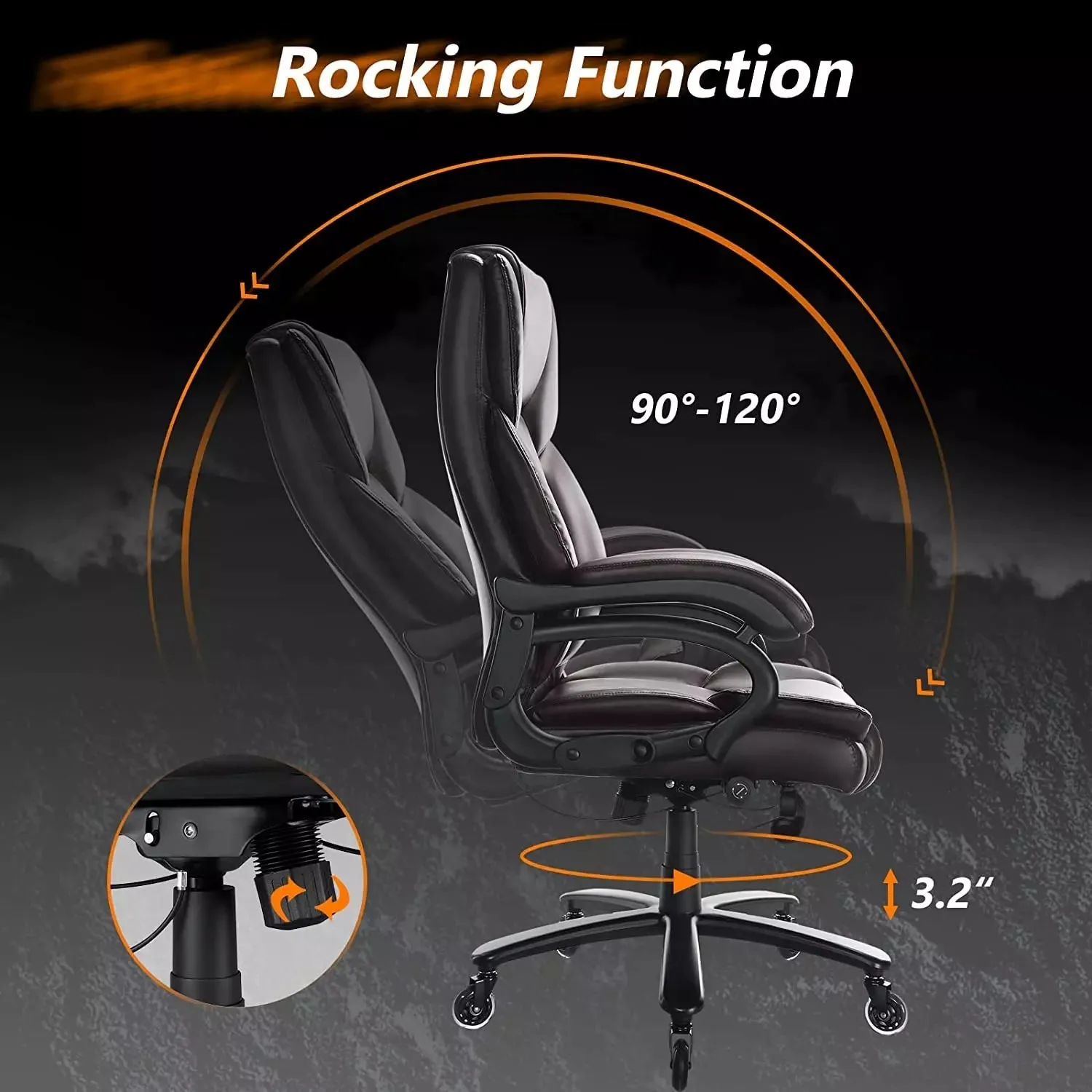 OFIKA Heavy Duty Big and Tall Office Chair, 500LBS High Back PU Leather Executive Chair OFC07