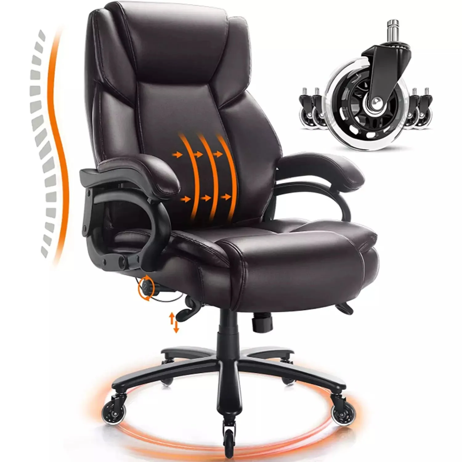 OFIKA Heavy Duty Big and Tall Office Chair, 500LBS High Back PU Leather Executive Chair OFC07